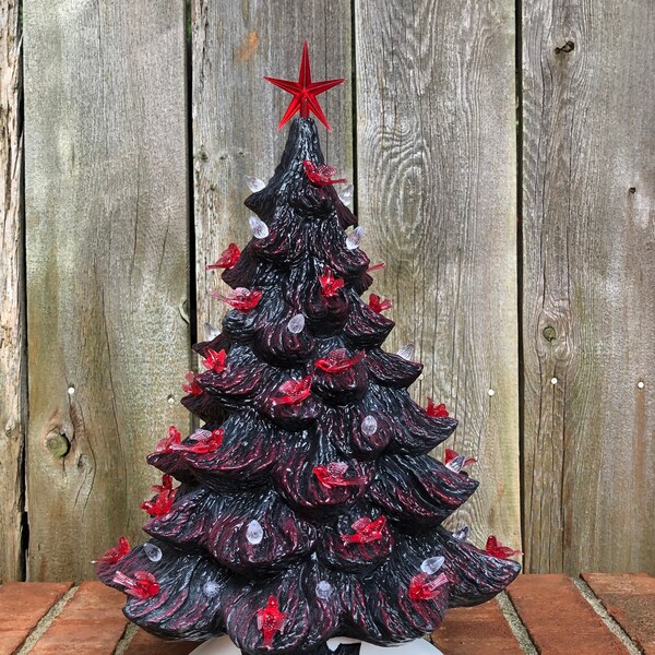 Ceramic Christmas Tree with Cardinal Birds