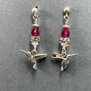Hummingbird Earrings with Swarovski Crystal