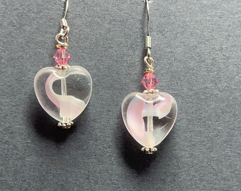 Clear Heart with Swirls Earrings with Genuine Swarovski Crystals