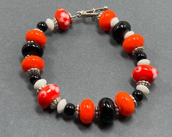 Lampwork Bead and Glass Bead Bracelet in Halloween Colors