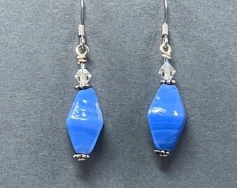 Periwinkle glass Pyramid Shaped Earrings