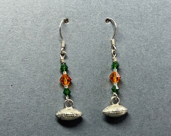 Green and Gold Team Spirit Football Earrings