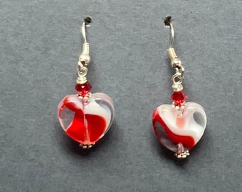 Clear Heart with Swirls Earrings with Genuine Swarovski Crystals