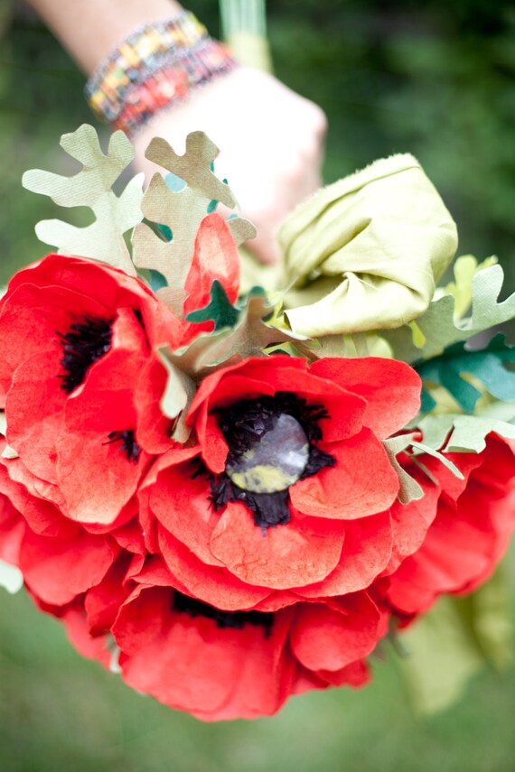 Items similar to Bright Poppy Paper Flower Wedding Bouquet spring Items similar to Bright Poppy Paper Flower Wedding Bouquet spring