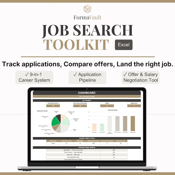 Job Search Tracker Excel Spreadsheet | Career Dashboard, Salary Negotiation & Offer Comparison Tool | Job Hunt Organizer