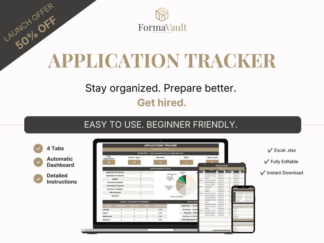 Job Application Tracker Spreadsheet Excel | Application Log, Stale ...