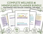 Complete Wellness & Mindfulness Planner Bundle | Sleep and Hydration Tracker | Daily Mindful Log | Weekly Summary and Bonus Tips   | A4/Lett