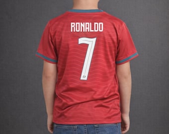 Custom Kids Ronaldo Portugal Soccer Jersey – Youth Fan Shirt, Red Football Tee