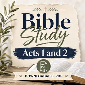 Bible Study Workbook PDF | Acts 1 & 2 Bible Study Journal | Christian Printable Workbook | Small Group Study Guide | Digital Download