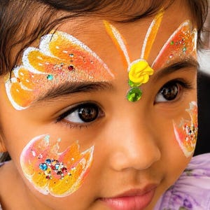 Set of 6 Yellow Rose and gems-for Butterfly Face painting