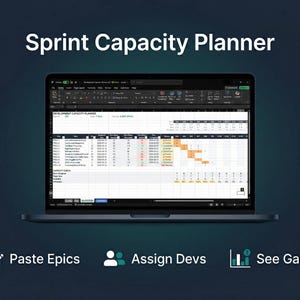 Sprint Capacity Planner Excel Template | Development Resource Planning | Agile Project Forecasting | Team Utilization Tracker