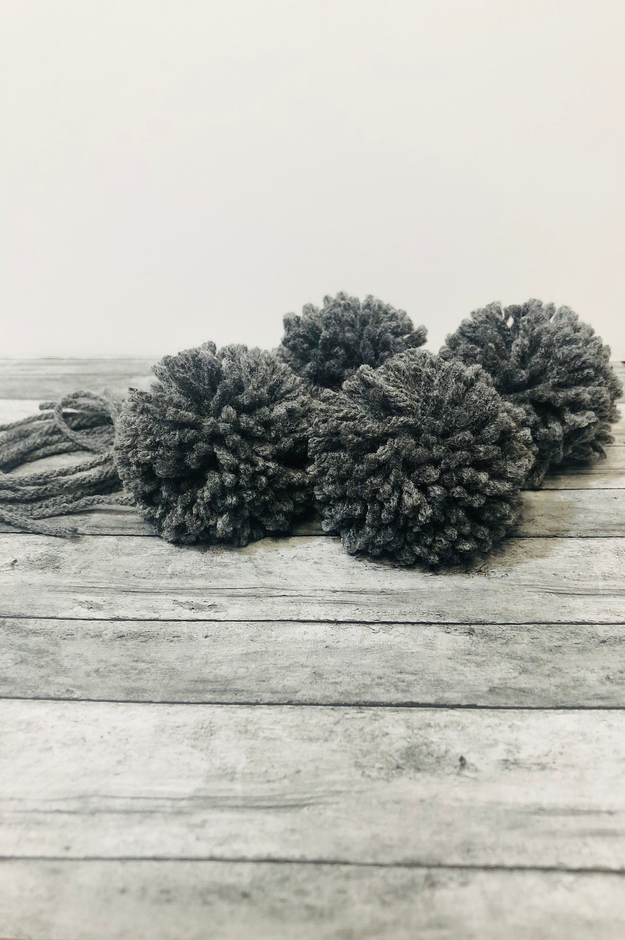 Set of 4 Gray Pom Poms Grey Pom Poms 2 inch pom poms Craft Etsy