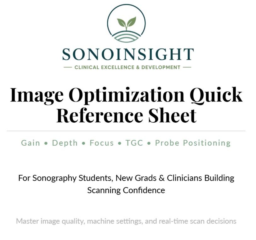 Optimization Reference Sheet Ultrasound Image Optimization Quick Reference PDF | Sonography ...