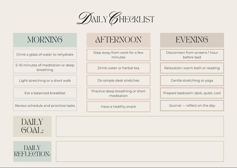 Daily Wellness Routine Checklist - Etsy