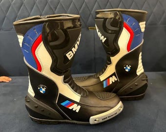 BMW Motorrad レーシングブーツ、レザー製バイクライディングシューズ、モータースポーツ用トラックプロテクターギア