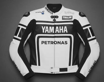 ヤマハ ペトロナス モーターサイクルジャケット ホワイト＆ブラック レザー バイクライディングギア