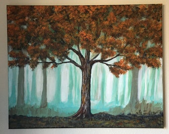 Autumn Tree Painting 20”x16” Original Acrylic Painting Fall Tree