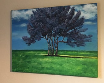 Purple Tree 20”x 16” Jacaranda Tree Painting Acrylic on Canvas