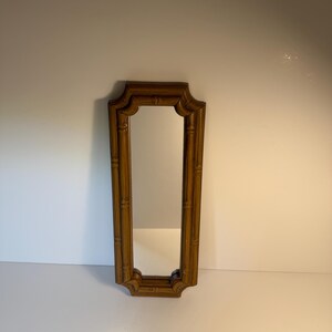 Vintage Faux Bamboo Wall Mirror, Rectangular 14” x 5.5”, Hollywood Regency Style Home Decor