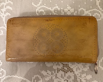 Cartera vintage Coach Audrey con cremallera, color beige, estilo años 2000, 20 x 10 cm.