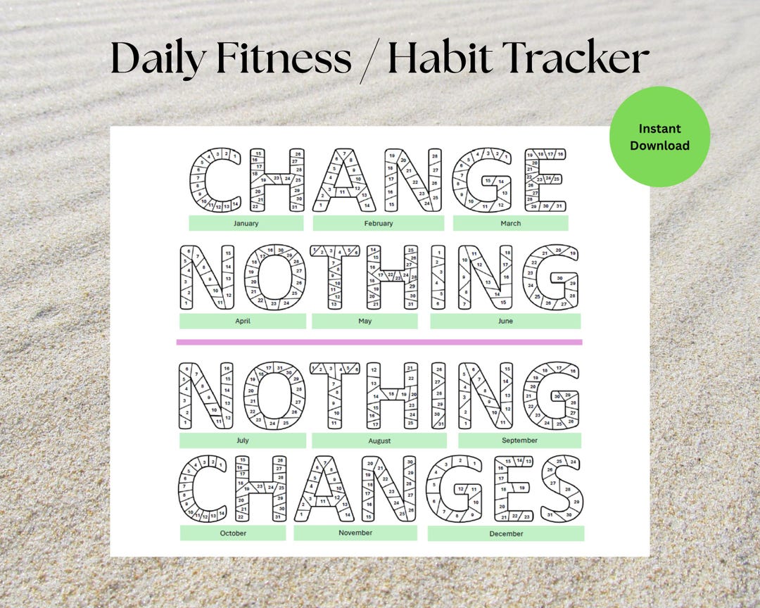 Printable Habit Tracker | Daily Fitness Planner | 365 Day Coloring ...