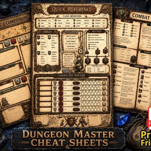 DnD Dungeon Master Cheat Sheets 5e (2024) | DM Quick Reference PDF