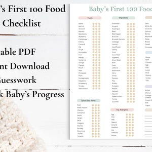 Baby's First 100 Foods Tracker | BLW Log, Feeding Chart (PDF Download) image 2