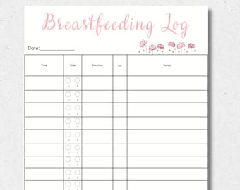 Registro de alimentación del bebé, registro diario del recién nacido, lactancia materna (descarga en PDF)