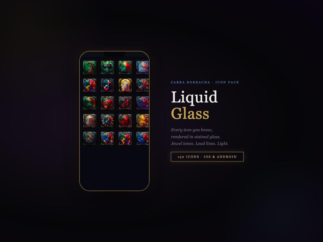 Liquid Glass App Icons – 150 Stained Cathedral Style Ios/android Pack ...