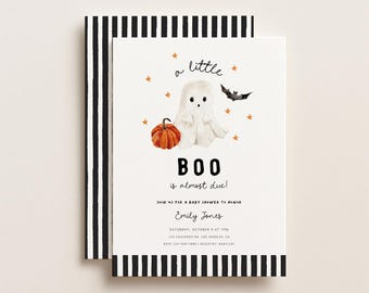 A Little Boo Is Almost Due Baby Shower Invitation Template, Editable Spooky Fall Halloween Baby Invite, Gender Neutral, Digital Download