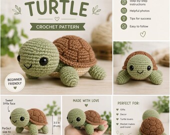 Gehäkelte Schildkröte mit Amigurumi Muster