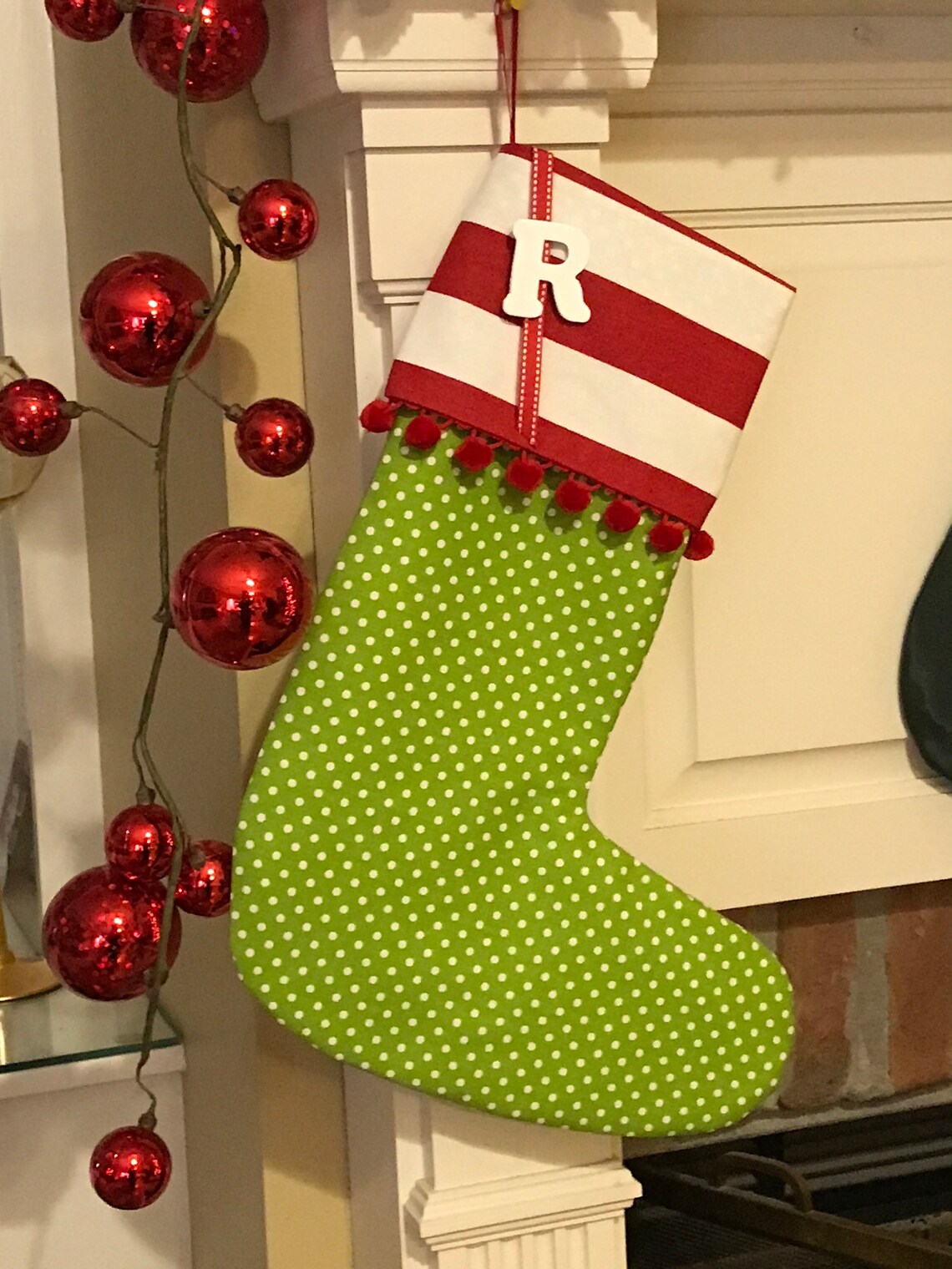 Christmas Stockings 4 Personalized in Bright Red and Green | Etsy