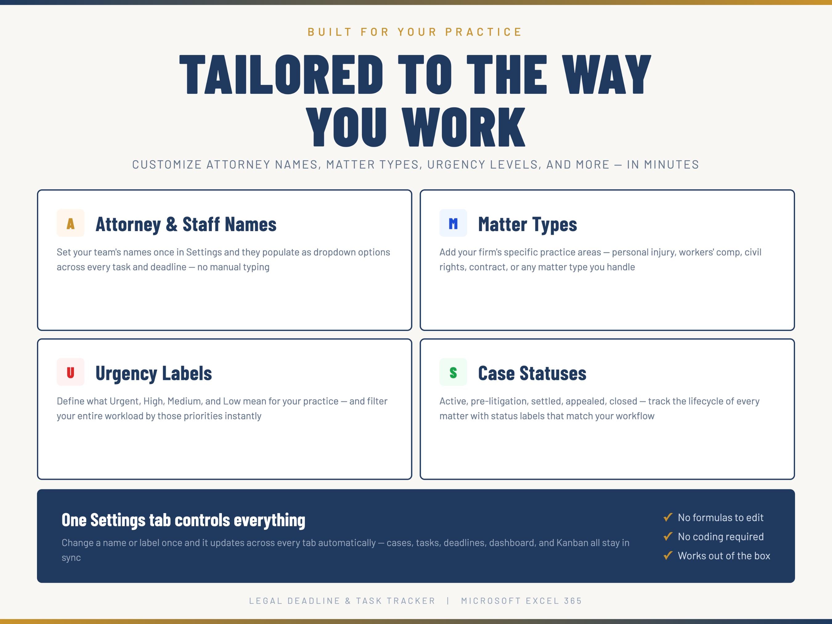 Litigation Case Management Excel Workbook | Attorney Task Tracker ...