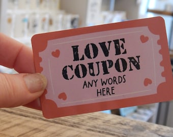Personalised Custom Love Coupon Wallet Card - Romantic Keepsake & Personalised Gift for Couples Treat Night
