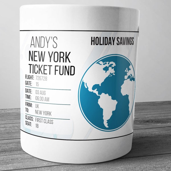 Noël de New York vacances fonds billet fonds céramique argent boîte tirelire économies Jar imprimé à la main personnalisé Noël