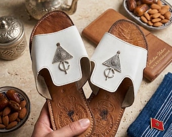 Handgjorda marockanska lädersandaler för kvinnor | Mintgröna sandaler | Eleganta sommarskor | Hantverksmässigt handgjorda