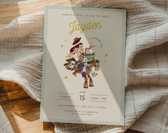 Toy Story Birthday Invitation, Birthday Party Invite, Editable Canva Template (Digital Download)