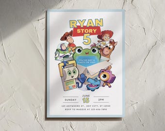 Invitación de cumpleaños de Toy Story 5, invitación para fiesta de cumpleaños de Woody, plantilla editable de Canva (descarga digital)