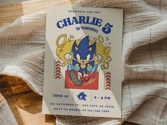 Sonic Birthday Invitation,  Sonic Party Invite, Editable Canva Template (Digital Download)