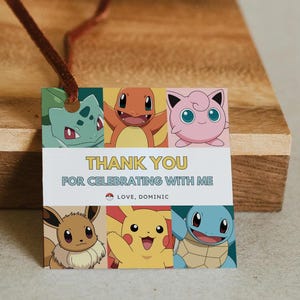 Pokémon tack-presentetikett, Pikachu födelsedagsfest-presentetikett (digital nedladdning)