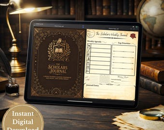 Dark Academia Digital Monthly Planner and Journal | Undated | 52-Page PDF Instant Download