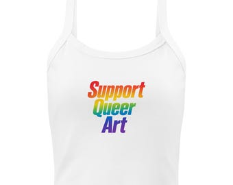 Camiseta sin mangas clásica Y2K de Support Queer Art / Ropa para la vida nocturna LGBTQ del Orgullo