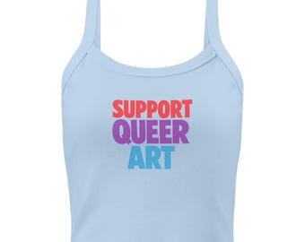Camiseta sin mangas retro Y2K de Support Queer Art / Ropa para la vida nocturna LGBTQ del Orgullo