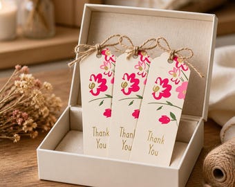 Pretty in Pink (and Grateful) - Thank You Gift Tags (Sets of 10 or 25)