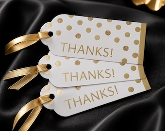 Gilded Gratitude - Thank You Gift Tags - Gold Accents (Sets of 10 or 25)