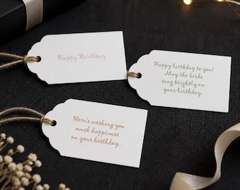 Happy Birthday Script Phrases Gift Tags (1 set of 13 tags)
