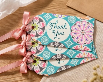 Multi-colored Mandala Thank You Gift Tags – Upcycled Greeting Cards (Sets of 10 or 25)