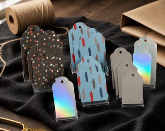 Gift Tags – Polka Dot, Striped, Silver Designs (1 set of 16)