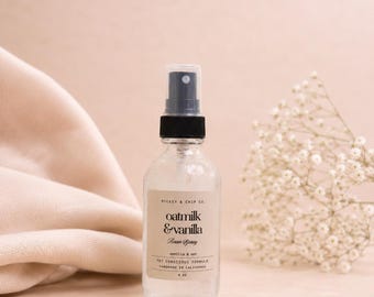 Bezpieczny dla zwierząt spray do pomieszczeń z mlekiem owsianym i wanilią | Nietoksyczny zapach do domu | Przytulny spray do pościeli o zapachu wanilii | Ręcznie robiony naturalny mgiełka do pomieszczeń