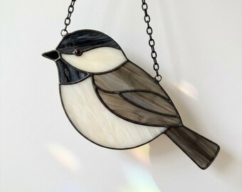 Chickadee Stained Glass Pattern PDF | Printable Sun Catcher Template | Digital Download
